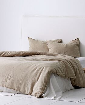 il momento linen duvet and pillow case set - king - flax