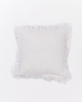 Agnes linen cushion with ruffle edge - white