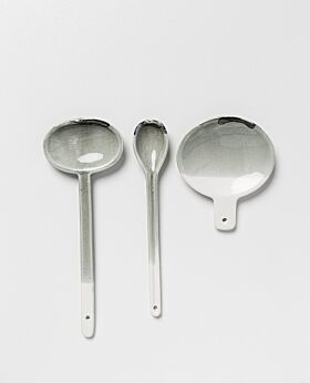 Aqua spoon grey-white - assorted set of 3