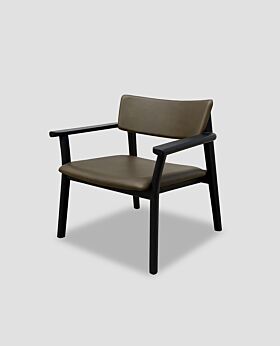 Axel lounge armchair - black oak w heritage hunter leather seat 