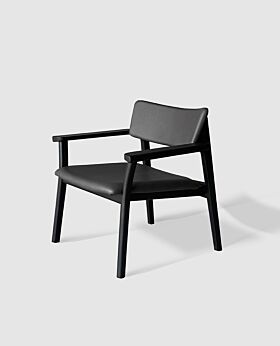 Axel lounge armchair - black oak w montana coal leather seat 
