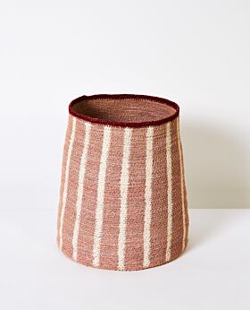 Cali woven basket - blush with white stripes