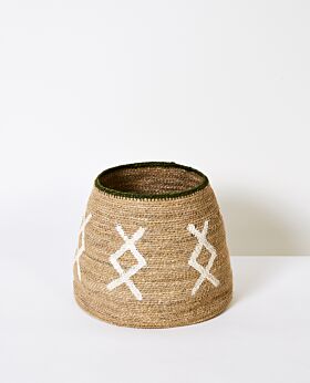 Cali woven basket - natural with green rim
