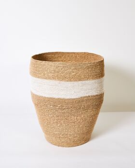 Cali woven basket - natural with white stripe