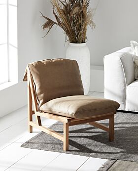 Cantaloupe occasional chair - natural oak w montana desert leather
