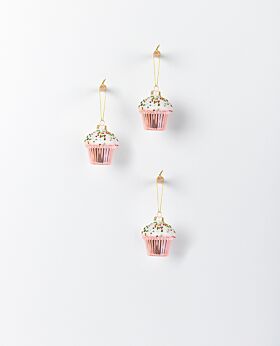 Carousel hanging frosted glass cupcake - set of 3