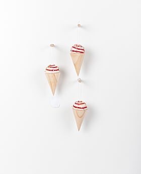 Carousel hanging ice cream swirl - red - set of 3