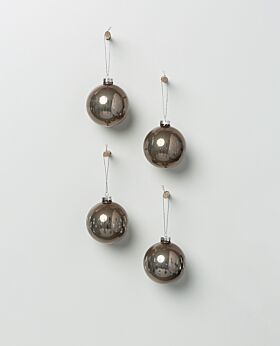 Chestnut hanging glass bauble bronze - set of 4