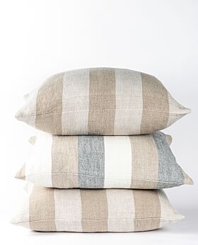 Christophe linen cushion - wide stripe mist