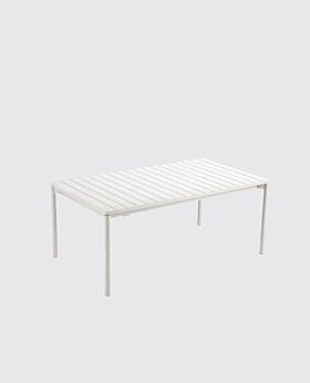 Elio extension dining table w aluminium top w slats - white