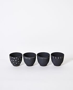 Emiko cups charcoal - assorted set of 4