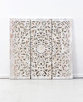 Etienne carved panel whitewash - large - 3 panels 