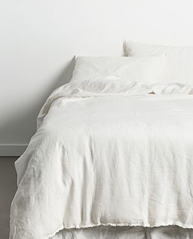 Keira linen duvet set- queen- soft white