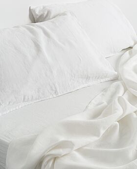 Keira linen flat sheet - queen king - soft white