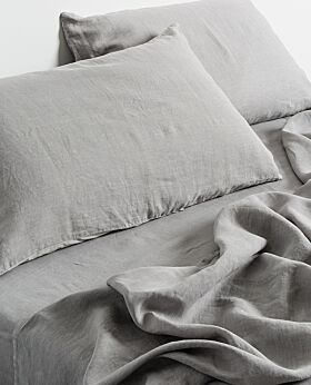 Keira linen fitted sheet - queen - warm grey