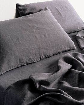 Keira linen flat sheet - queen king - slate