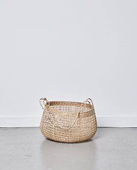 Lally woven basket with long handle - large