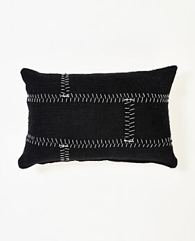 Mabel cushion black with white stitching
