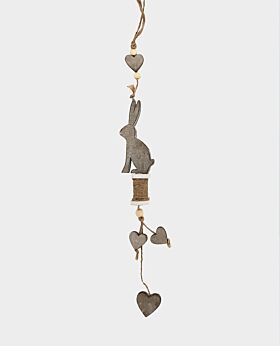 Meadow hanging bunny with spool and hearts - grey