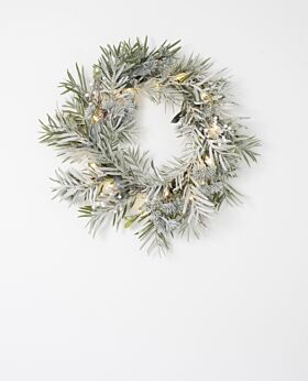 Native wreath LED w berries frosty - small