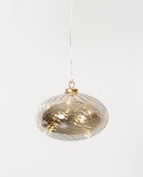 Noir LED hanging smoked glass bauble - large