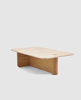 Pivot coffee table rectangular - natural oak w travertine