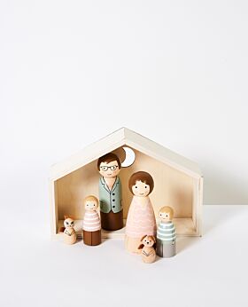Playtime wooden people in house - large