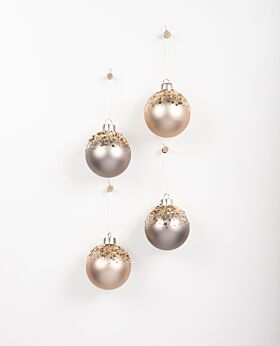 Poem hanging baubles bronze w sparkle - assorted set of 4