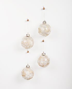 Poem hanging baubles w lace - assorted set of 4