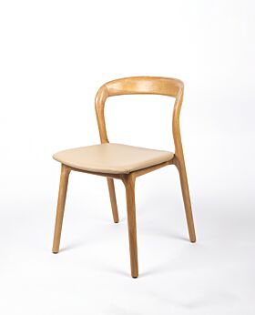 Raglan oak dining chair - biscotti leather