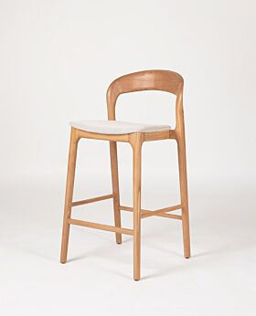 Raglan oak counter stool - dove fabric