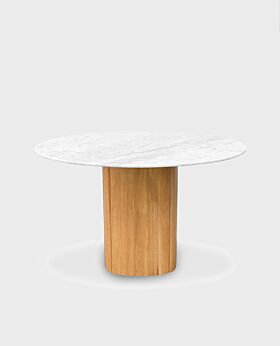 Vincent round dining table marble - oak natural - Medium
