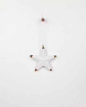Wanderlust hanging paper-mache star with gold tips