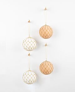 Fable hanging baubles amber & gold w gold sparkle - set-4