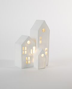 Poem standing house cluster of 3 - white